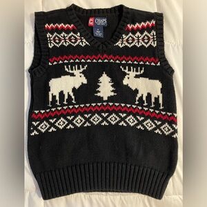 Chaps boys’ size 5 black knit vest w/reindeer